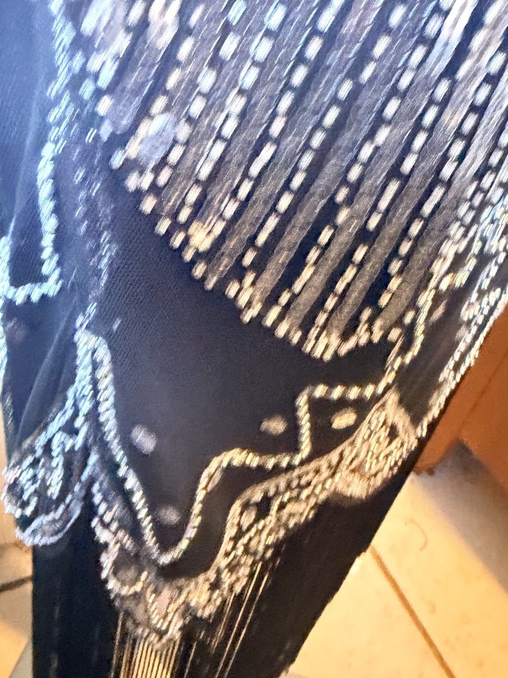 Unique Vintage Black Beaded 1920s‎ Flapper Fringe Dress Size S - Picture 12 of 16